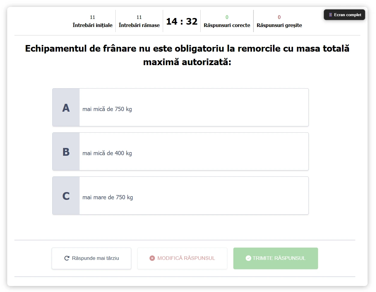 Exemplu de chestionar auto DRPCIV pentru categoria E, în formatul din 2026.