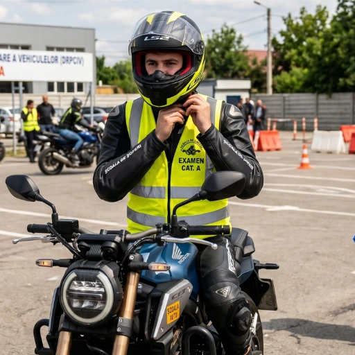 Motociclist pregătindu-se pentru examenul de categoria A Motociclist pregătindu-se pentru examenul de categoria A