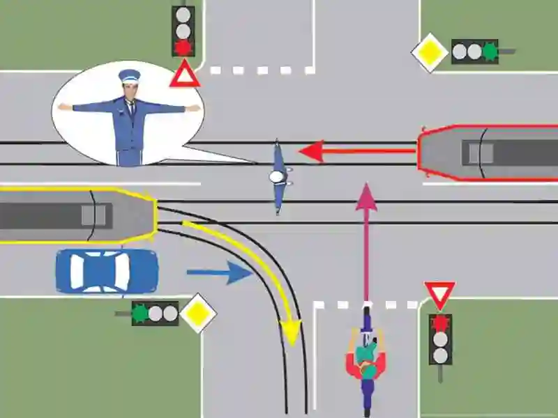Care dintre vehicule trebuie să oprească la semnalul polițistului?