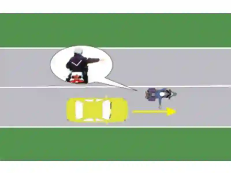 Cum trebuie să procedeze conducătorul auto la semnalul polițistului din imagine?