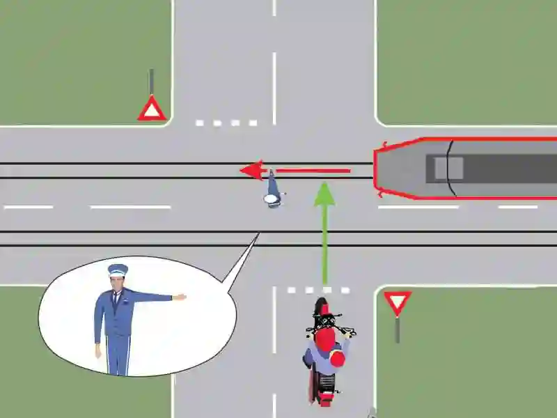 Cui îi permite trecerea polițistul din intersecție?