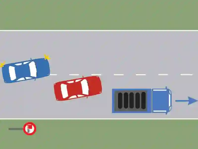 Conducătorul autoturismului roșu s-a angajat corect în depășirea autocamionului?