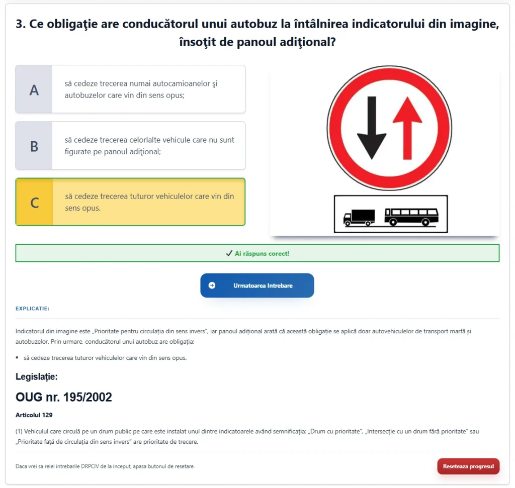 Aplicație de învățare a legislației pentru categoria D, cu accent pe transportul public de persoane.